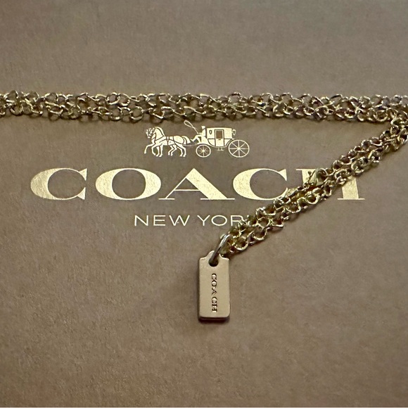 Coach Gold Hang Tag Pendant 18k/.925 Chunky Style Necklace - Picture 4 of 6